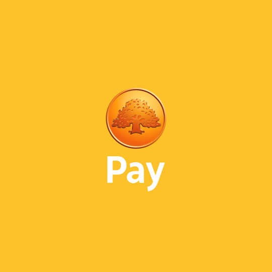 Swedbank Pay logo with white text on primary yellow color background.